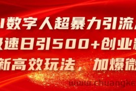 AI数字人超暴力引流法，极速日引500+创业粉，最新高效玩法，加爆微信【揭秘】