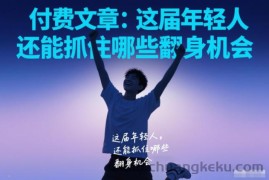 付费文章：这届年轻人，还能抓住哪些翻身机会