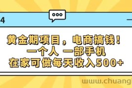 （11749期）黄金期项目，电商搞钱！一个人，一部手机，在家可做，每天收入500+