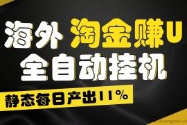 海外淘金赚U，全自动挂机，静态每日产出11%，拉新收益无上限，轻松日入1万+