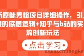最新原味男粉项目详细操作，引流与变现的底层逻辑+知乎与b站的实操引流创新玩法