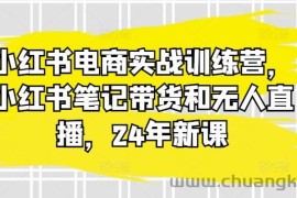 小红书电商实战训练营，小红书笔记带货和无人直播，24年新课
