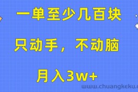 （10356期）一单至少几百块，只动手不动脑，月入3w+。看完就能上手，保姆级教程