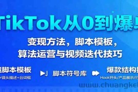 TikTok从0到爆单：变现方法，脚本模板，算法运营与视频迭代技巧