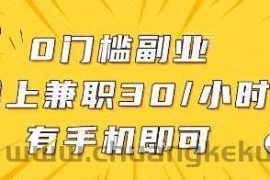 0门槛副业，线上兼职30一小时，有手机即可【揭秘】