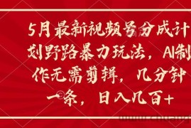 （10488期）5月最新视频号分成计划野路暴力玩法，ai制作，无需剪辑。几分钟一条，…