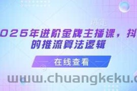 2025年进阶金牌主播课，抖音的推流算法逻辑