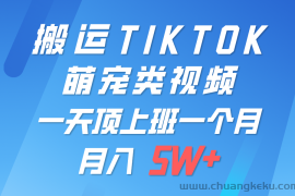 一键搬运TIKTOK萌宠类视频，一部手机即可操作，所有平台均可发布 轻松月入5W+