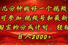 （11835期）几分钟一个视频，可在视频号，淘宝同时获取收益，新手小白轻松日入2000…