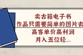 （7165期）卖古籍电子书，作品只需要简单的图片去重，高客单价高利润，月入五位轻…