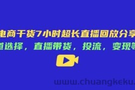 电商干货7小时超长直播回放分享：赛道选择，直播带货，投流，变现等等