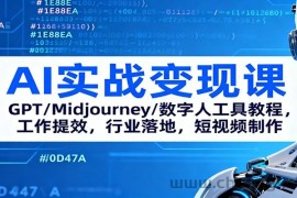AI实战变现课：GPT/Midjourney/数字人工具教程，工作提效，行业落地，短视频制作