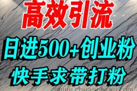 怎么打创业粉？快手求带视角精准引流创业粉，宝妈、学生群体日进500+精准流量