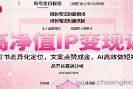 高净值IP变现课：小红书差异化定位，文案点赞成金， AI高效做短视频