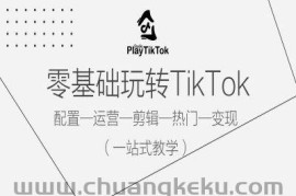 零基础玩转TikTok，配置一运营一剪辑一热门一变现，一站式教学