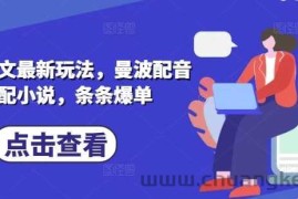小说推文最新玩法，曼波配音搭配小说，条条爆单