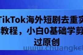 TikTok海外短剧去重实操教程，小白0基础学剪辑过原创