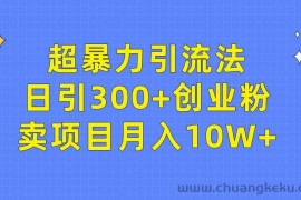 （9954期）超暴力引流法，日引300+创业粉，卖项目月入10W+