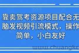 靠卖驾考资源项目配合无脑发视频引流模式，操作简单，小白友好【揭秘】