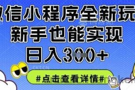 微信小程序全新玩法，新手也能实现日入3张【揭秘】