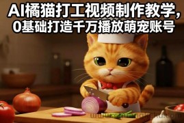 AI橘猫打工视频制作教学，流量狂飙，0基础打造千万播放萌宠账号