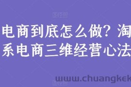 电商到底怎么做？淘系电商三维经营心法