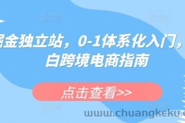 掘金独立站，0-1体系化入门，小白跨境电商指南