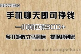 （14312期）手机聊天即可赚钱，一小时狂薅300+！多开矩阵立马翻倍，提现秒到账！（…