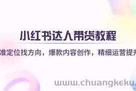 小红书达人带货教程：精准定位找方向，爆款内容创作，精细运营提升