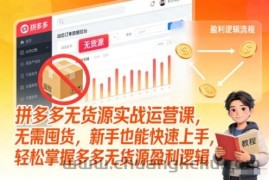 拼多多无货源实战运营课，无需囤货，新手也能快速上手，轻松掌握多多无货源盈利逻辑