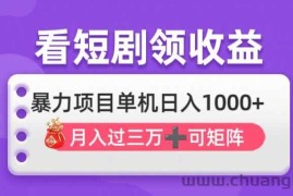 （14198期）看剧即赚无脑躺赚，单机日入1000+，月入3万+，可批量可矩阵，最猛收益…