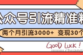 公众号精准粉引流玩法 2个月3000+精准粉 变现30万+
