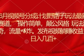 （11040期）6月视频号分成计划野路子玩法最新赛道操作简单，颠公风格玩法清奇，流…