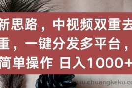 新思路，中视频双重去重，一键分发多平台，简单操作，日入1000+【揭秘】