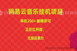 （10577期）网易云音乐挂机项目，单机200+，躺赚即可，正在红利期，无脑且暴力