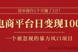 （11160期）简单操作1个月赚了3万！在电商平台日变现1000+！一个被忽视的暴力风口…