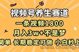（16913期）视频号养生赛道，一条视频1800，超简单，长期稳定可做，月入3w+不是梦