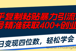 （11674期）知乎复制粘贴暴力引流术，单号精准获取400+创业粉，日变现四位数，轻松…