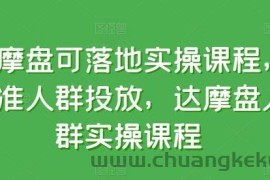 达摩盘可落地实操课程，精准人群投放，达摩盘人群实操课程
