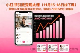 小红书引流变现大课（11月15-16日线下课），掌握小红书最强引流与变现，复制0~100万的引流路径