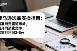 （16523期）亚马逊选品实操指南：精准锁定蓝海市场，避开同质化竞争，店铺月利润2-5w