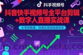 抖音快手视频号全平台剪辑+数字人直播实战课，从零到精通，快速实现短视频变现(更新6月)​