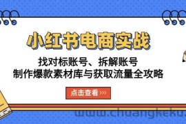 （13490期）小红书电商实战：找对标账号、拆解账号、制作爆款素材库与获取流量全攻略