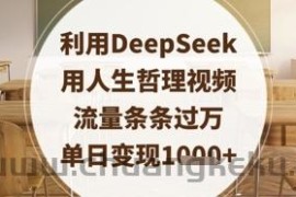 利用DeepSeek用人生哲理视频，流量条条过万，单日变现数张