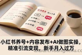 （16498期）小红书养号+内容发布+AI做图实操，精准引流变现，新手月入过万