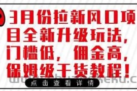 3月份拉新风口项目全新升级玩法，门槛低，佣金高，保姆级干货教程