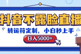抖音不露脸直播，转运符定制，日入5000+，小白秒上手