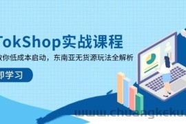 （14269期）TikTokShop实战课程，手把手教你低成本启动，东南亚无货源玩法全解析