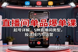 直播间单品爆单课：起号详解，5种直播间类型，投流技巧与运营