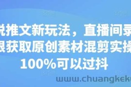 小说推文新玩法，直播间录屏无限获取原创素材混剪实操，100%可以过抖